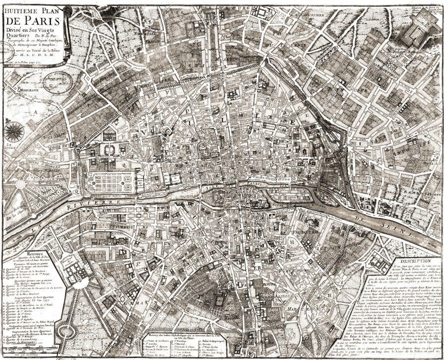 Map Of Paris 1705