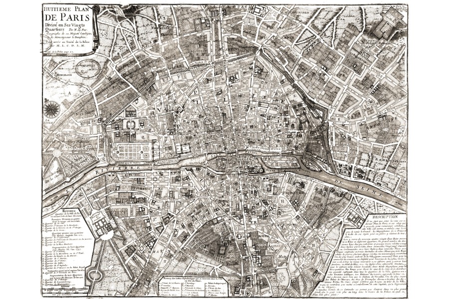 Map Of Paris 1705