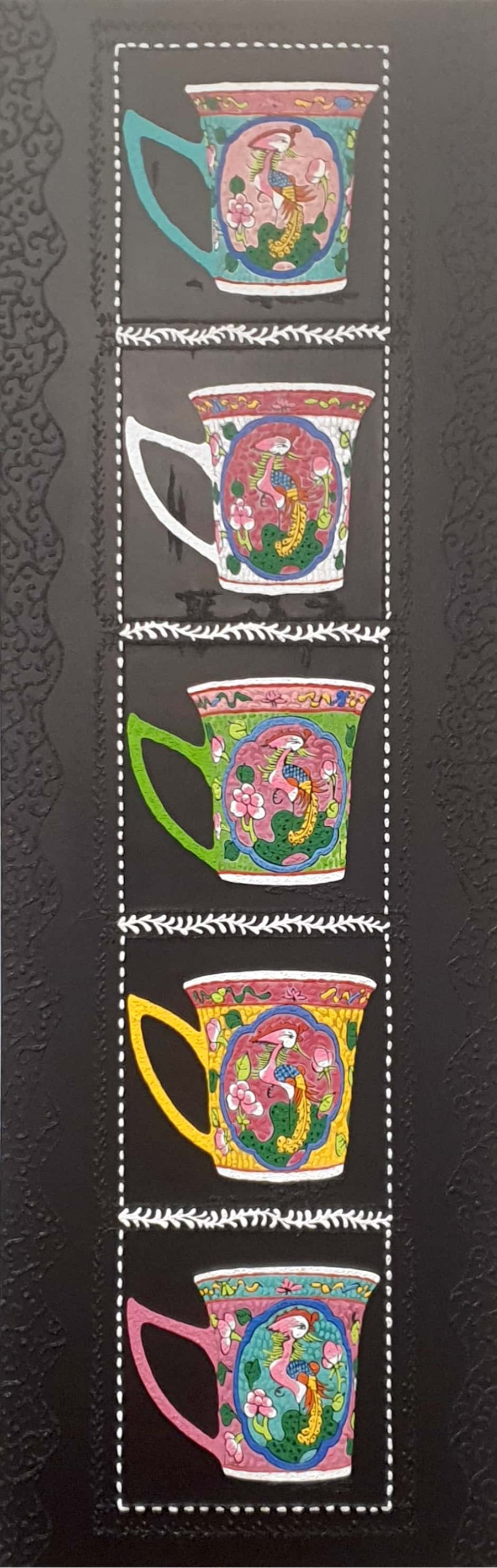 Five Peranakan English Teacups